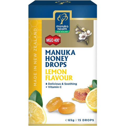 Manuka Health MGO 400+ Manuka Honey Drops Lemon 15 Pack 65g