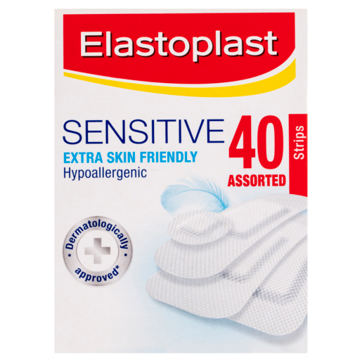Elastoplast Sensitive Extra Skin Friendly Assorted Strips 40 Pack