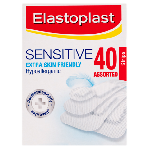 Elastoplast Sensitive Extra Skin Friendly Assorted Strips 40 Pack
