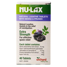Load image into Gallery viewer, Nu-Lax Natural Laxative Tablets with Senna &amp; Prunes 40 Tablets