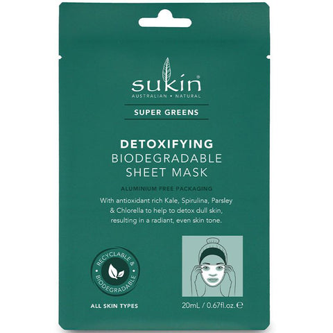 SUKIN Super Greens Detoxifying Sheet Mask Sachet 20mL