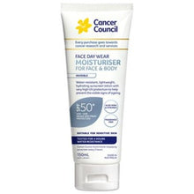 Load image into Gallery viewer, Cancer Council Face &amp; Body Moisturiser Invis WR SPF50+ 150mL