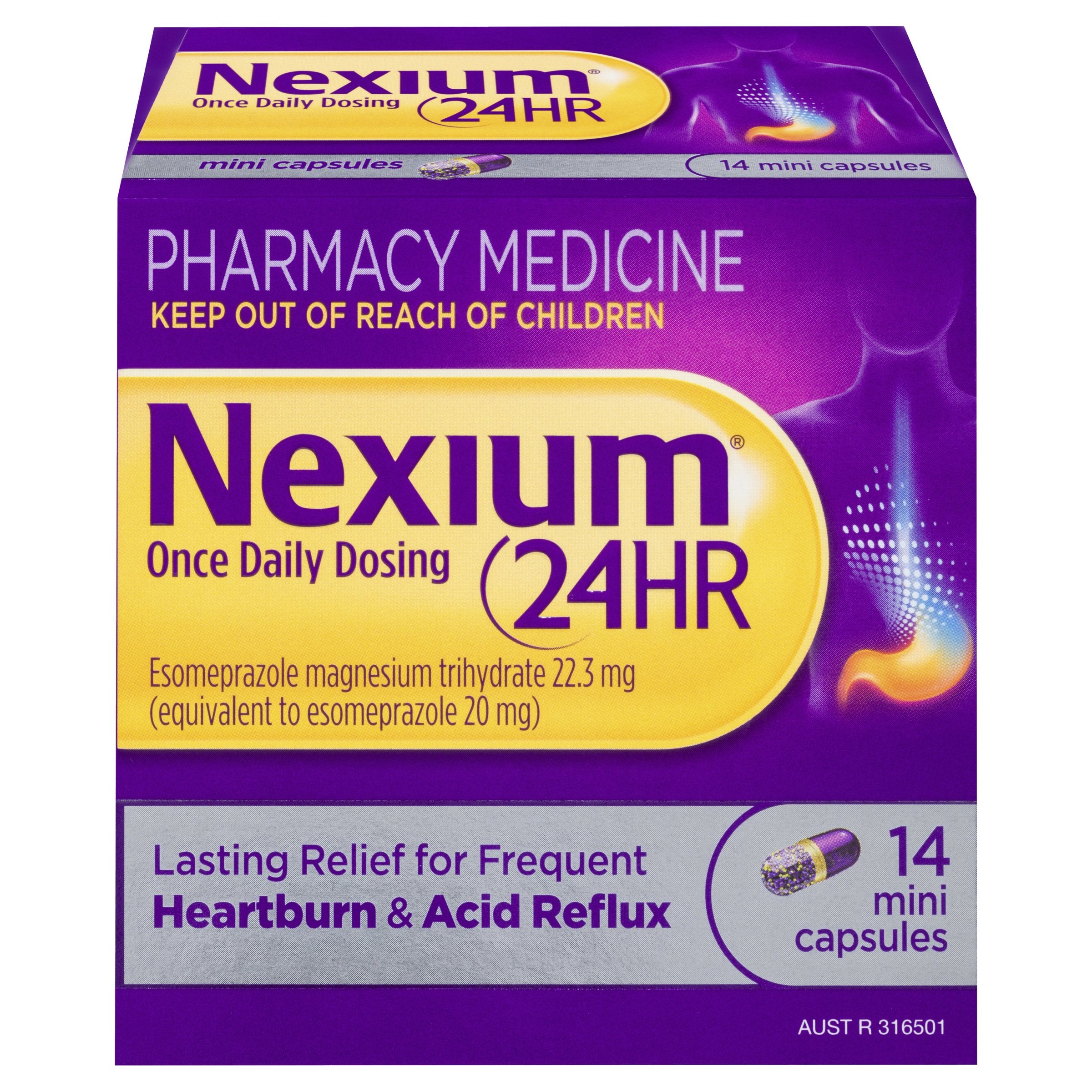 Nexium 24hr 20mg 14 Mini Capsules (LIMIT of ONE per Order)