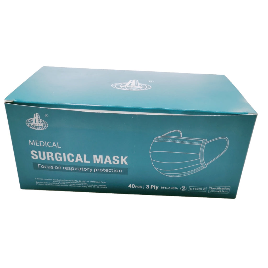 Face Mask - HDTF Medical Surgical Disposable Face Masks 3 Ply 40 PCs Box
