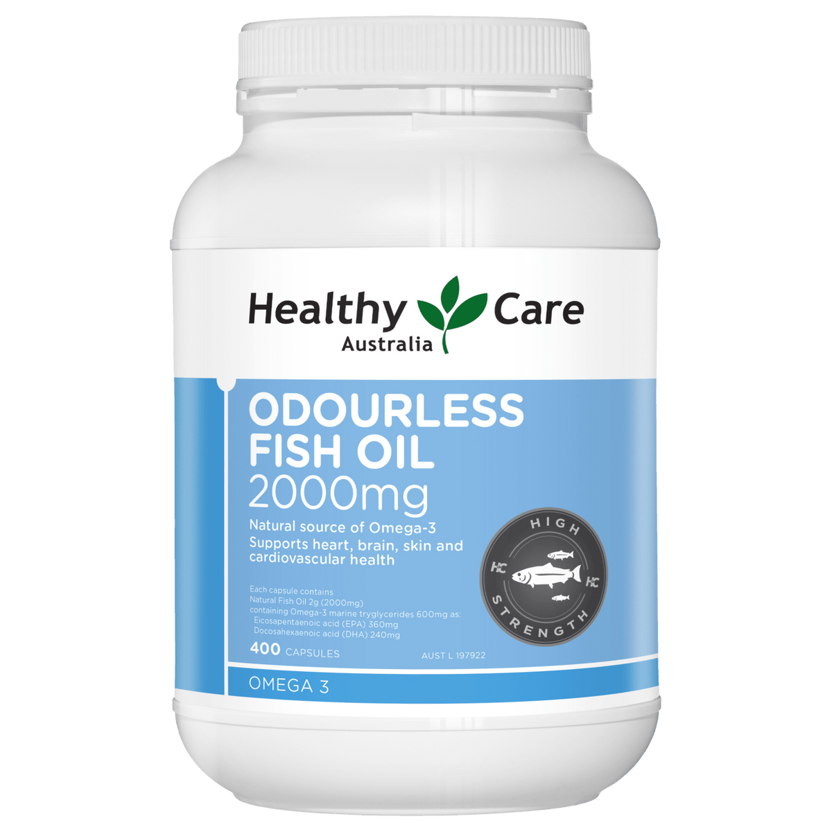 Healthy Care Odourless Fish Oil 2000mg 400 Capsules