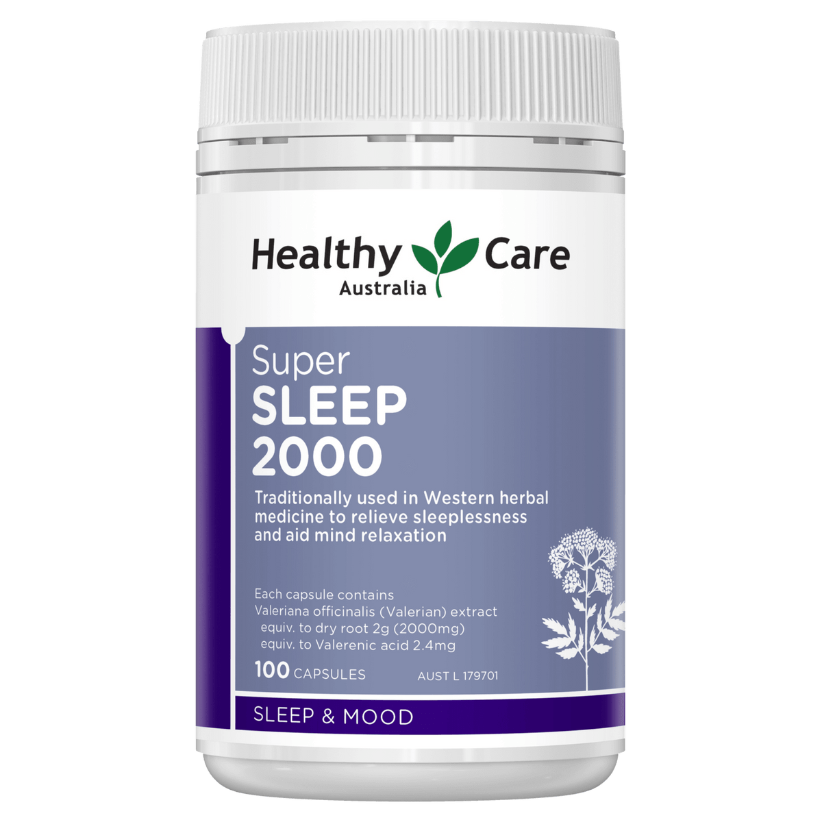 Healthy Care Super Sleep Valerian 2000mg 100 Capsules