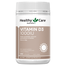 Load image into Gallery viewer, Healthy Care Vitamin D3 1000IU 250 Capsules