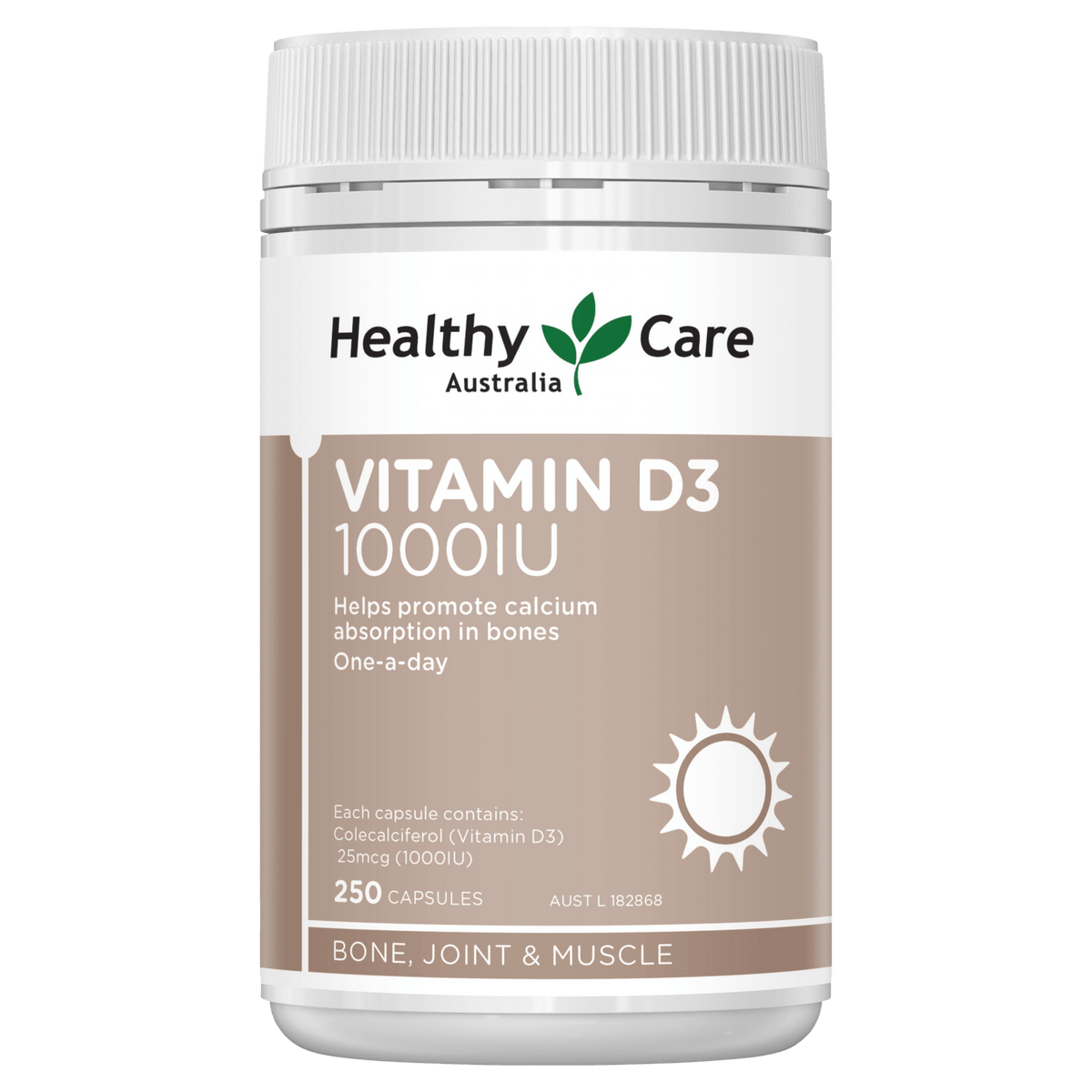 Healthy Care Vitamin D3 1000IU 250 Capsules