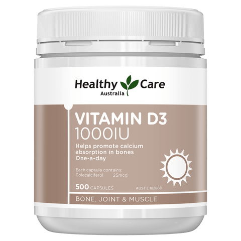 Healthy Care Vitamin D3 1000IU 500 Capsules (expiry 8/25)