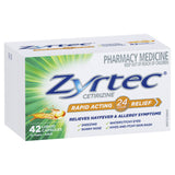 Zyrtec Rapid Acting Allergy & Hayfever Relief 42 Capsules (LIMIT of ONE per Order)
