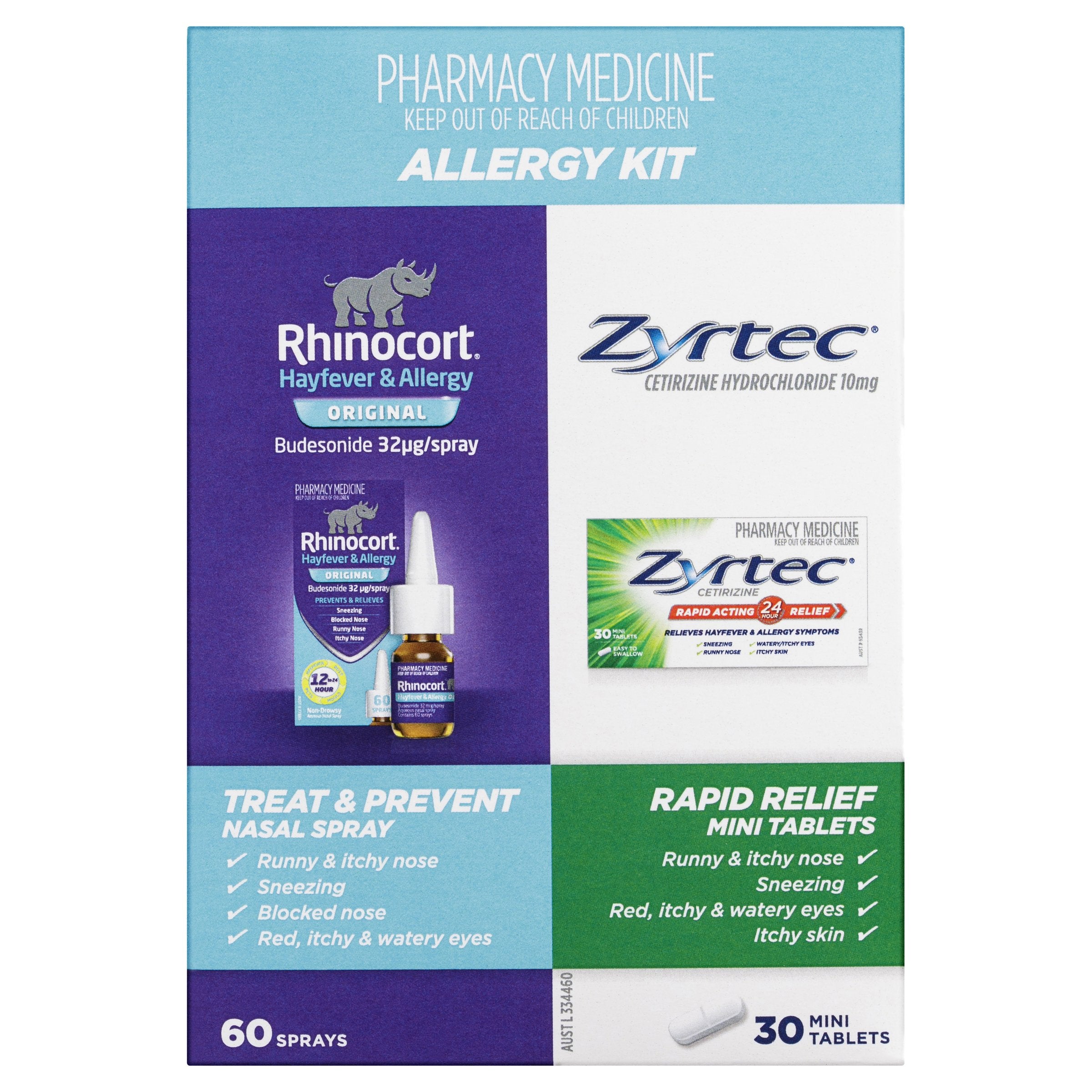 Rhinocort Nasal Spray + Zyrtec Rapid Relief Mini Tablets Allergy Kit (LIMIT of ONE per Order)