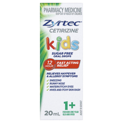 Zyrtec Allergy & Hayfever Kids Oral Drops 20mL (LIMIT of ONE per ORDER)