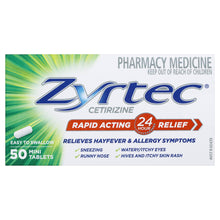 Load image into Gallery viewer, Zyrtec Rapid Acting Relief 50 Mini Tablets (LIMIT of ONE per Order)