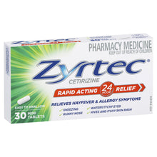 Load image into Gallery viewer, Zyrtec Allergy &amp; Hayfever Antihistamine Tablets 30 Pack (LIMIT of ONE per ORDER)