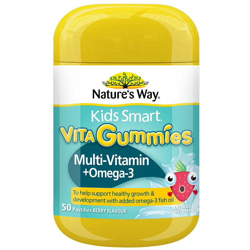 Nature's Way Kids Smart Vita Gummies Multi-Vitamin + Omega-3 Berry Flavour 50 Pastilles