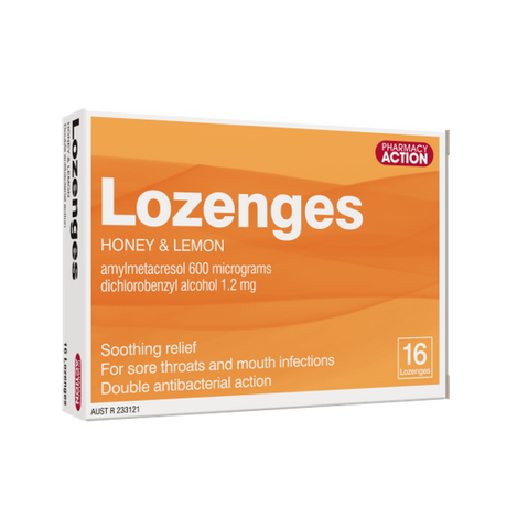 Pharmacy Action Lozenges Honey & Lemon 16 Lozenges