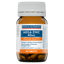 Load image into Gallery viewer, Ethical Nutrients Mega Zinc 40mg 60 Tablets