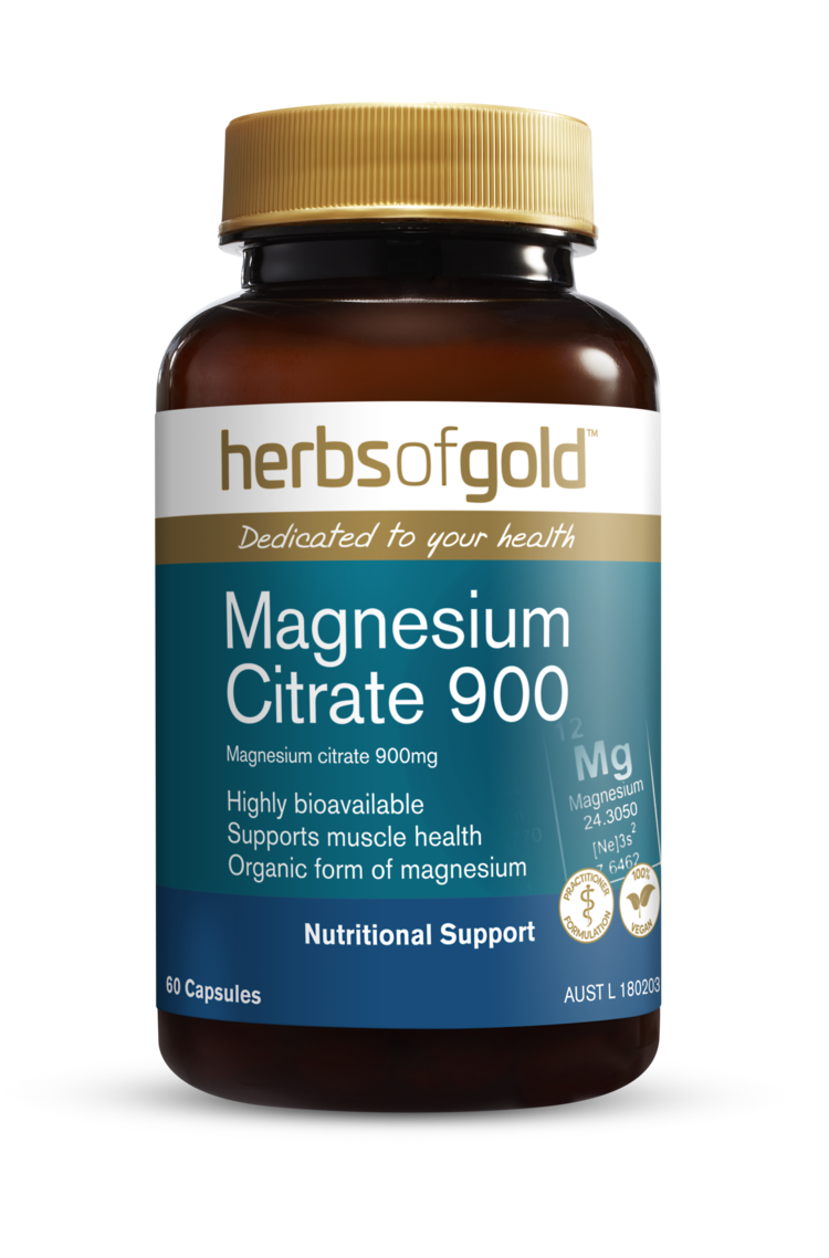 Herbs of Gold Magnesium Citrate 900 60 Vegetarian Capsules