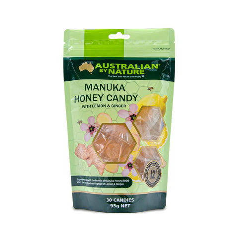 Australian By Nature Manuka Honey Candy 12+ (MGO 400) with Lemon & Ginger 30 Bag