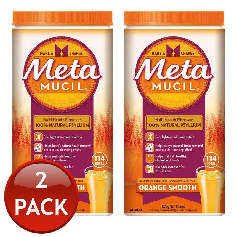 Metamucil Fibre Supplement Smooth Orange 2x 114 Dose Twin