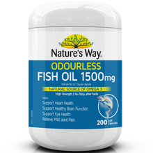 Load image into Gallery viewer, Nature&#39;s Way Odourless Fish Oil 1500mg 200 Capsules