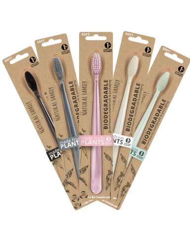 The Natural Family Co Bio Toothbrush Single - Pastel (Assorted)