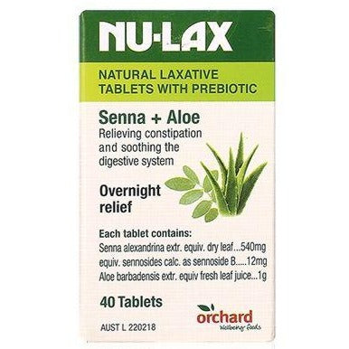 Nu-Lax Natural Laxative with Prebiotic 40 Tablets