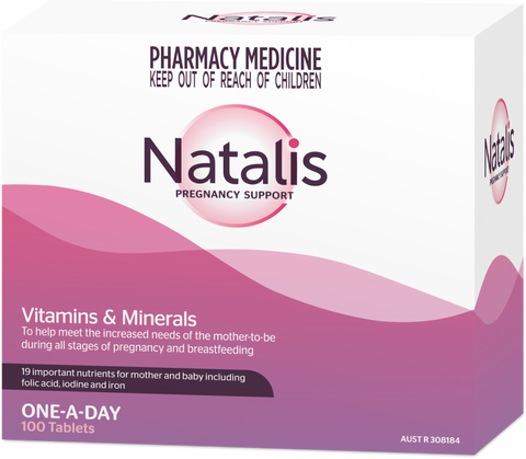 Natalis Pregnancy Support Vitamins and Minerals One-A-Day 100 Tablets (Limit ONE per Order)