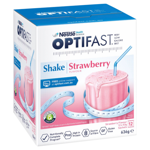 OPTIFAST VLCD Shake Strawberry - 12 Pack 53g Sachets (unboxed)