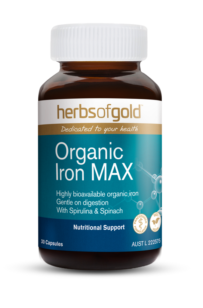 Herbs of Gold Organic Iron MAX 30 Vegetarian Capsules