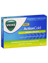 Load image into Gallery viewer, Vicks Action Cold Nasal Relief 24 Tablets