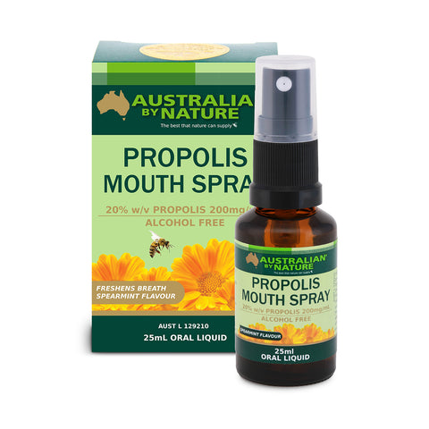 Australian By Nature Propolis Mouth Spray 20% W/v Propolis 200mg 25mL - Alcohol Free (Ships June)