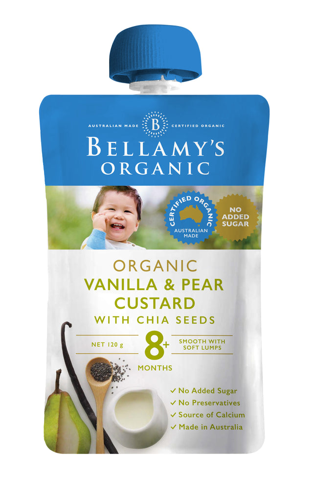 Bellamy's Organic Vanilla & Pear Custard with Chia Seeds 8+ Months 120g