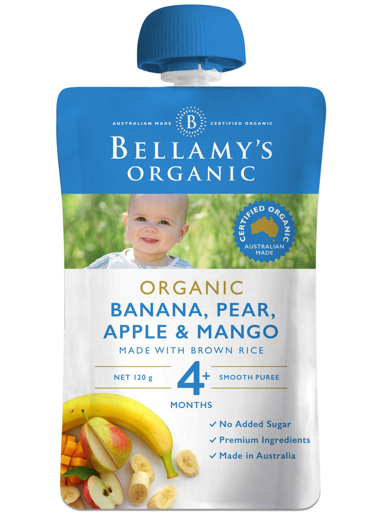 Bellamy’s Organic Banana, Pear, Apple & Mango 4+ Months 120g
