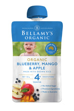 Load image into Gallery viewer, Bellamy&#39;s Organic Blueberry, Mango &amp; Apple 4+ Months 120g