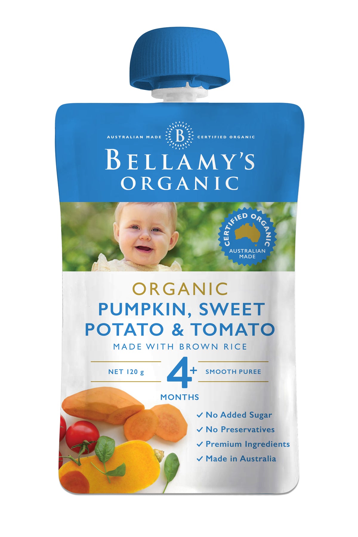 Bellamy's Organic Pumpkin, Sweet Potato & Tomato 4+ Months 120g