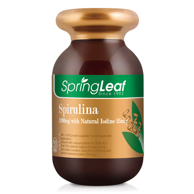 Springleaf Spirulina 1200mg with Natural Iodine 25mcg 90 Tablets