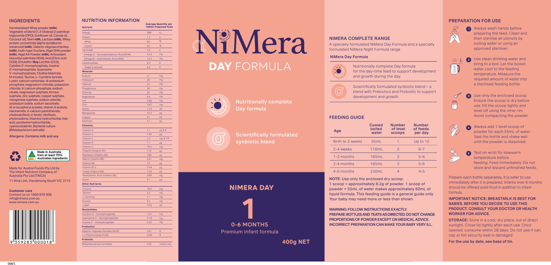 NiMera Stage 1 Premium Infant Formula 400g