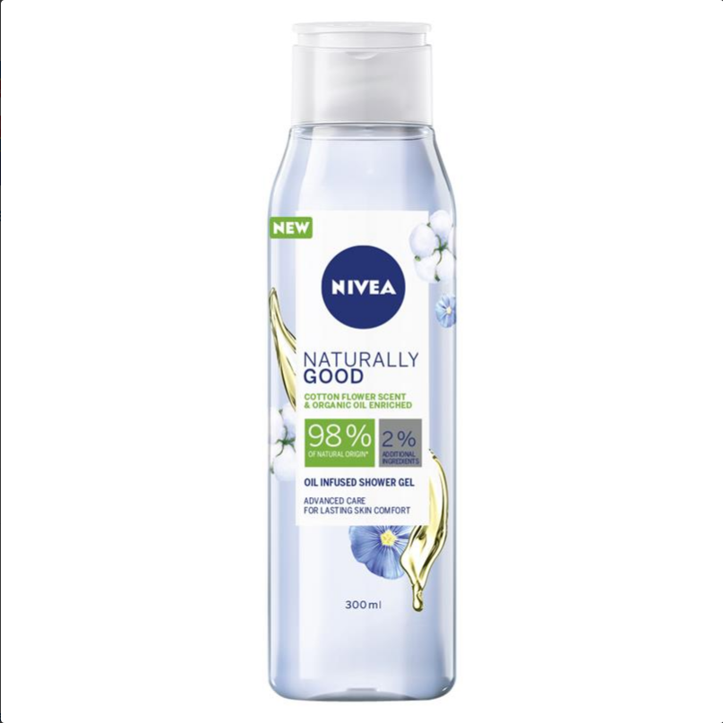 Nivea Naturally Good Cotton Flower & Organic Oil Infused Shower Gel 300mL