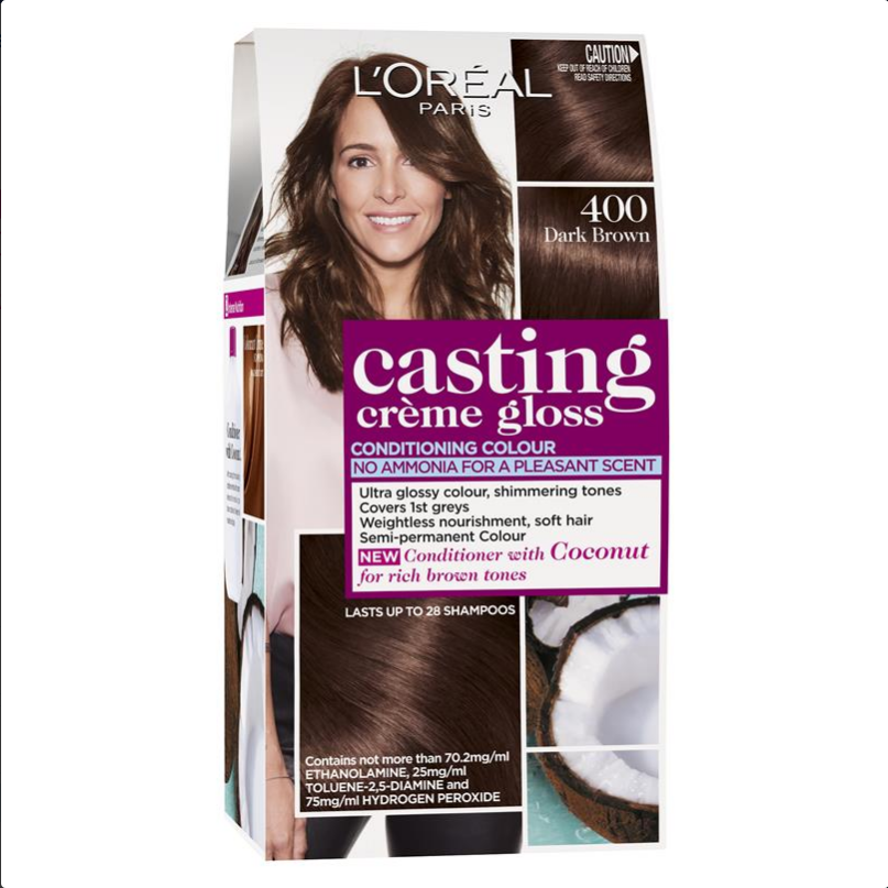 L'Oreal Paris Casting Creme Gloss Semi-Permanent Hair Colour - 400 Dark Brown (Ammonia Free)