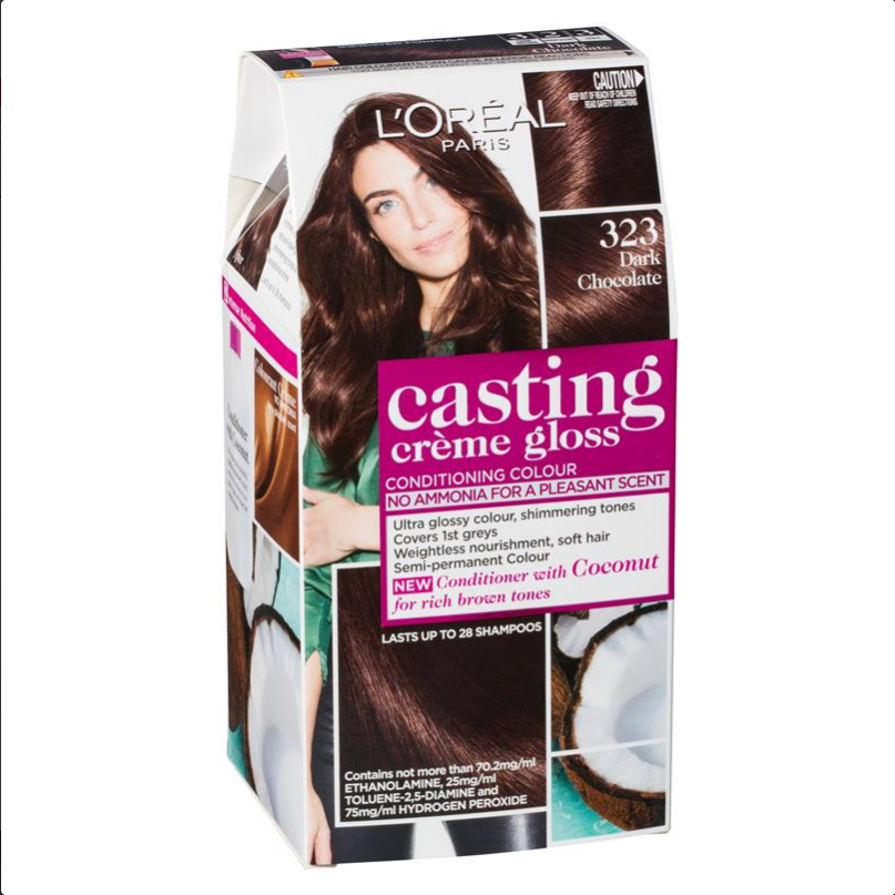 L'Oreal Paris Casting Creme Gloss Semi-Permanent Hair Colour - 323 Dark Chocolate (Ammonia Free)