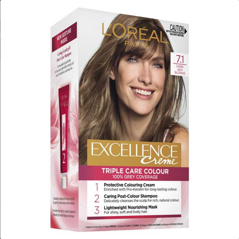 L'Oreal Excellence Creme 7.1 Dark Ash Blonde Hair Colour