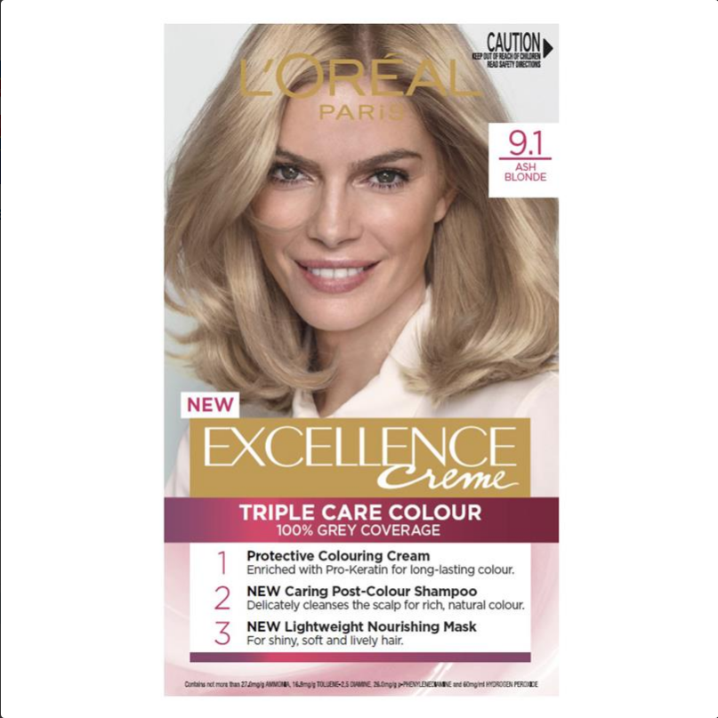L'Oreal Excellence Creme 9.1 Light Ash Blonde Hair Colour