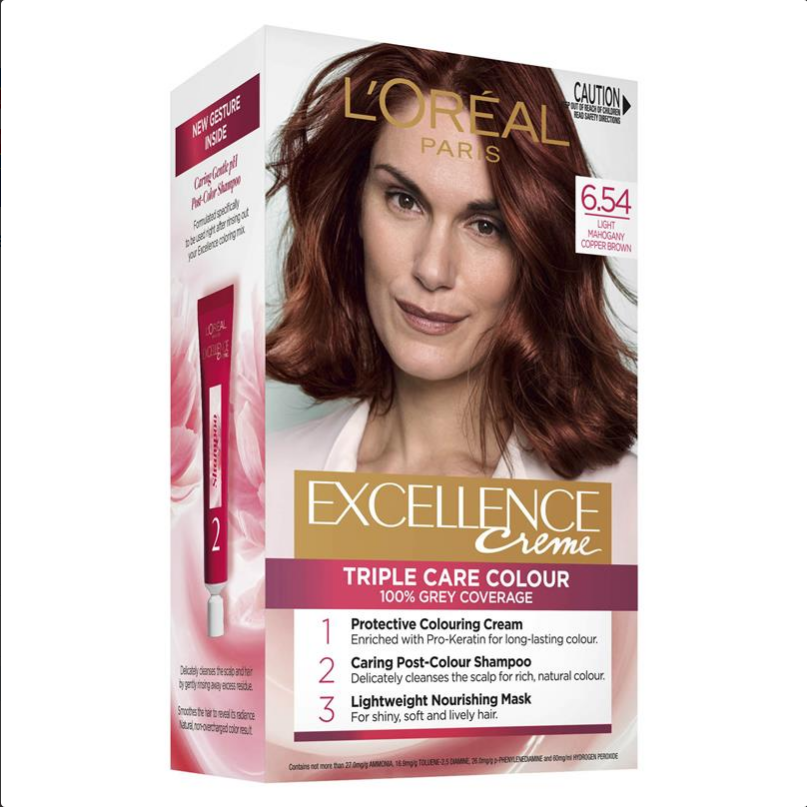 L'Oreal Excellence Creme 6.54 Light Copper Mahogany Brown Hair Colour