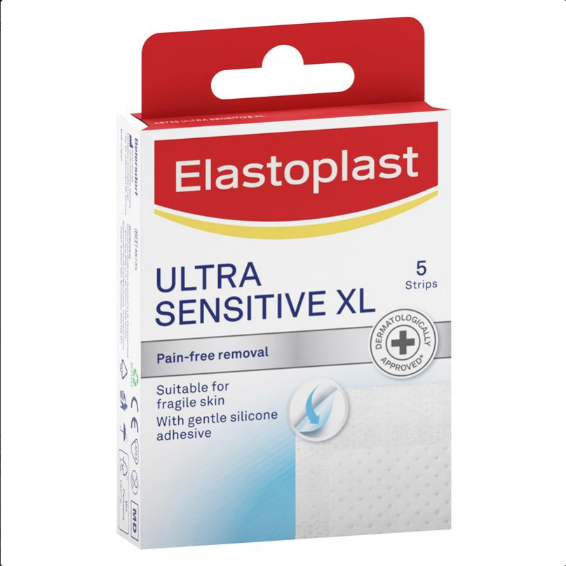 Elastoplast Ultra Sensitive Silicone Soft Extra Large Strips 5 Pack