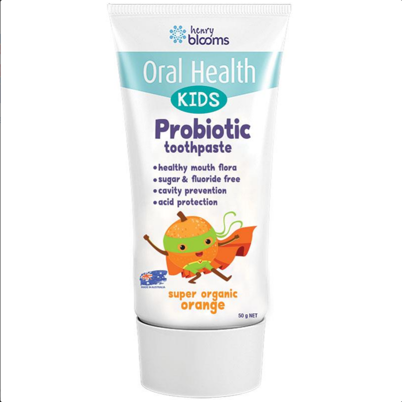 Henry Blooms Kids Probiotic Toothpaste Organic Orange 50g