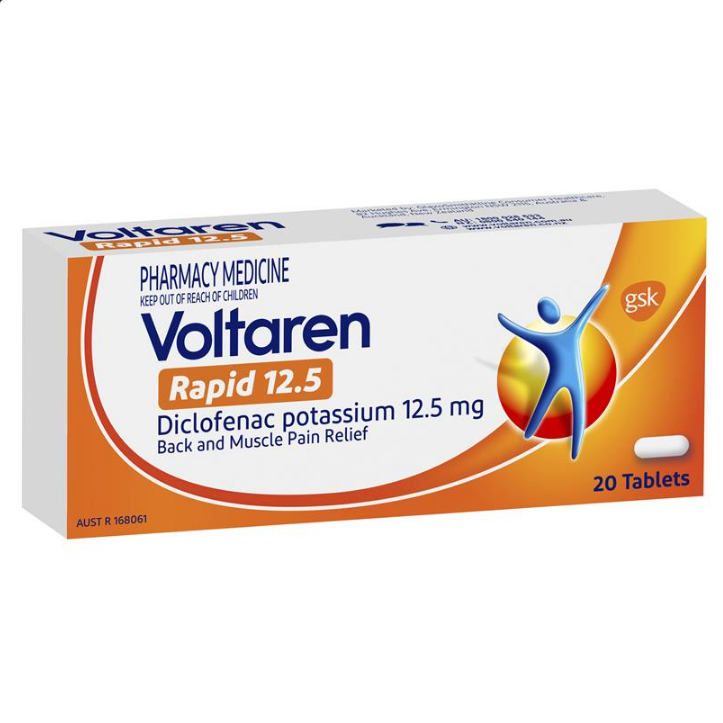 Voltaren Rapid 12.5mg Pain Relief 20 Tablets (Limit ONE per Order)