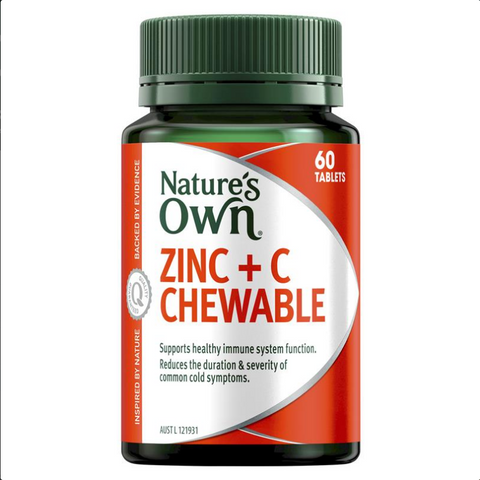 Nature's Own Zinc + C - Contains Vitamin C - 60 Chewable Tablets