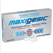 Load image into Gallery viewer, Maxigesic Double Action Combination Pain Relief 12 Tablets (Limit ONE per Order)