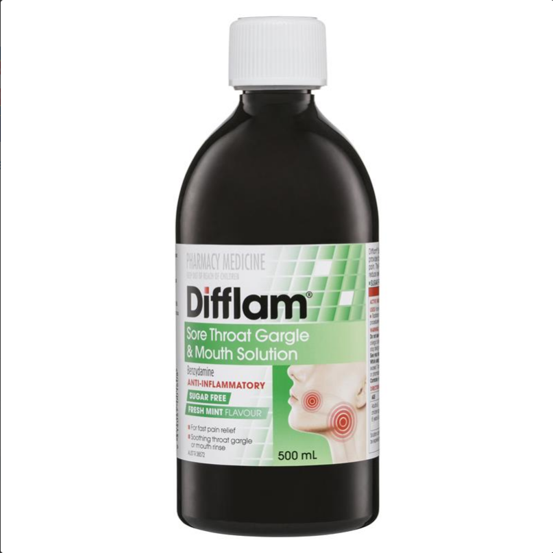 Difflam Anti-Inflammatory Gargle Solution 500mL (Limit ONE per Order)